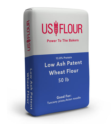 Low Ash Patent Wheat Flour 50 bags shrink wrapped (by the pallet)